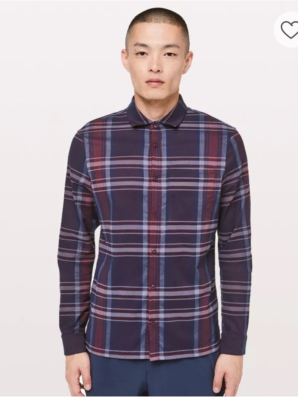 Mens Lululemon Masons Peak Flannel Plaid Button Up Shirt Size Small Like New
